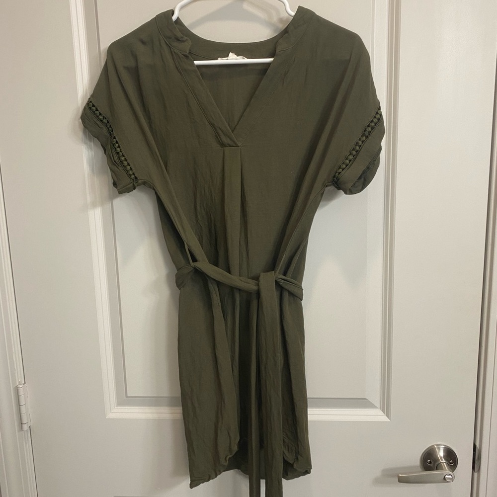 Olive Green Mini Dress with Belt
